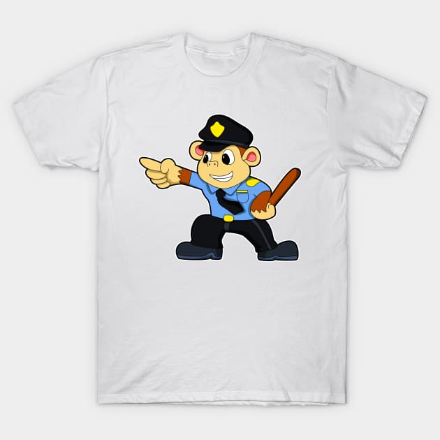 Monkey as Police officer - Police T-Shirt by Markus Schnabel